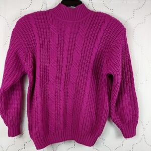 Vintage chunky cable-knit pink sweater